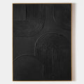 Original hand painted black abstract oil painting, raised arch curved lines texture, luxury minimalist nordic scandinavian modern elega