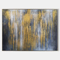 Original hand painted gold charcoal abstract oil painting canvas wall art, textured drip strokes, nordic scandinavian elegant luxury mo