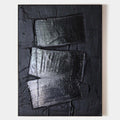 Original hand painted black silver textured geometric abstract oil painting canvas wall art, nordic scandinavian minimalist elegant lux