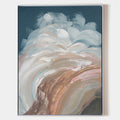 Original hand painted copper blush white swirling cloud abstract oil painting canvas, nordic scandinavian elegant luxury modern coastal