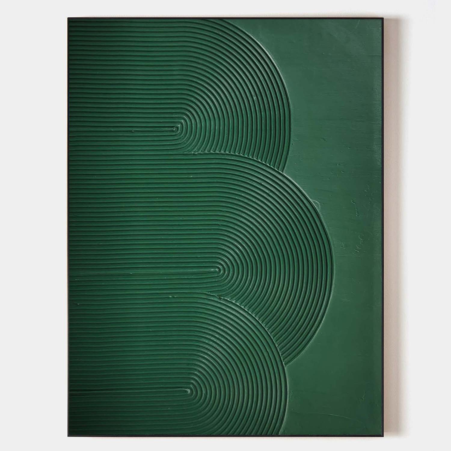 Original hand painted emerald green textured abstract oil painting canvas wall art, nordic scandinavian minimalist elegant luxury moder