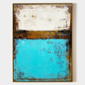 Original hand painted turquoise amber ivory abstract oil painting canvas wall art, nordic scandinavian minimalist elegant luxury modern