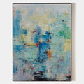 Original hand painted teal cobalt blue abstract oil painting canvas wall art, nordic scandinavian elegant luxury modern coastal living