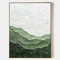 Original hand painted sage green abstract mountain landscape oil painting canvas wall art, nordic scandinavian minimalist elegant luxur
