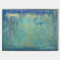 Original hand painted teal blue gold abstract oil painting canvas wall art, nordic scandinavian elegant luxury modern coastal living ro