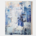 Original hand painted blue white navy abstract oil painting canvas wall art, nordic scandinavian minimalist elegant luxury modern livin