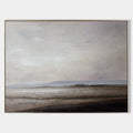 Original hand painted grey taupe coastal landscape oil painting canvas wall art, nordic scandinavian minimalist elegant luxury modern l
