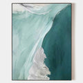 Original hand painted teal abstract coastal oil painting canvas wall art, nordic scandinavian minimalist elegant luxury modern living r