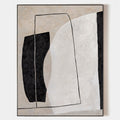 Original hand painted black ivory abstract oil painting canvas wall art, bold organic shapes textured nordic scandinavian minimalist el
