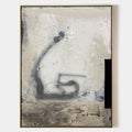 Original hand painted ivory charcoal abstract oil painting canvas wall art, nordic scandinavian minimalist elegant luxury modern living