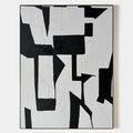 Original hand painted black white geometric abstract oil painting canvas wall art, nordic scandinavian minimalist elegant luxury modern