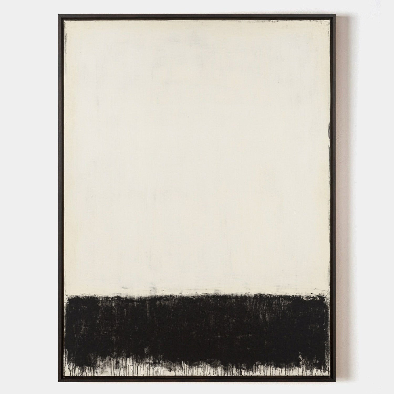 Original hand painted ivory black abstract oil painting canvas wall art, nordic scandinavian minimalist elegant luxury modern living ro
