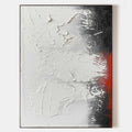Original hand painted white black red textured abstract oil painting canvas wall art, nordic scandinavian minimalist elegant luxury mod