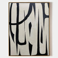 Original hand painted black ivory abstract oil painting canvas wall art, nordic scandinavian minimalist elegant luxury modern living ro