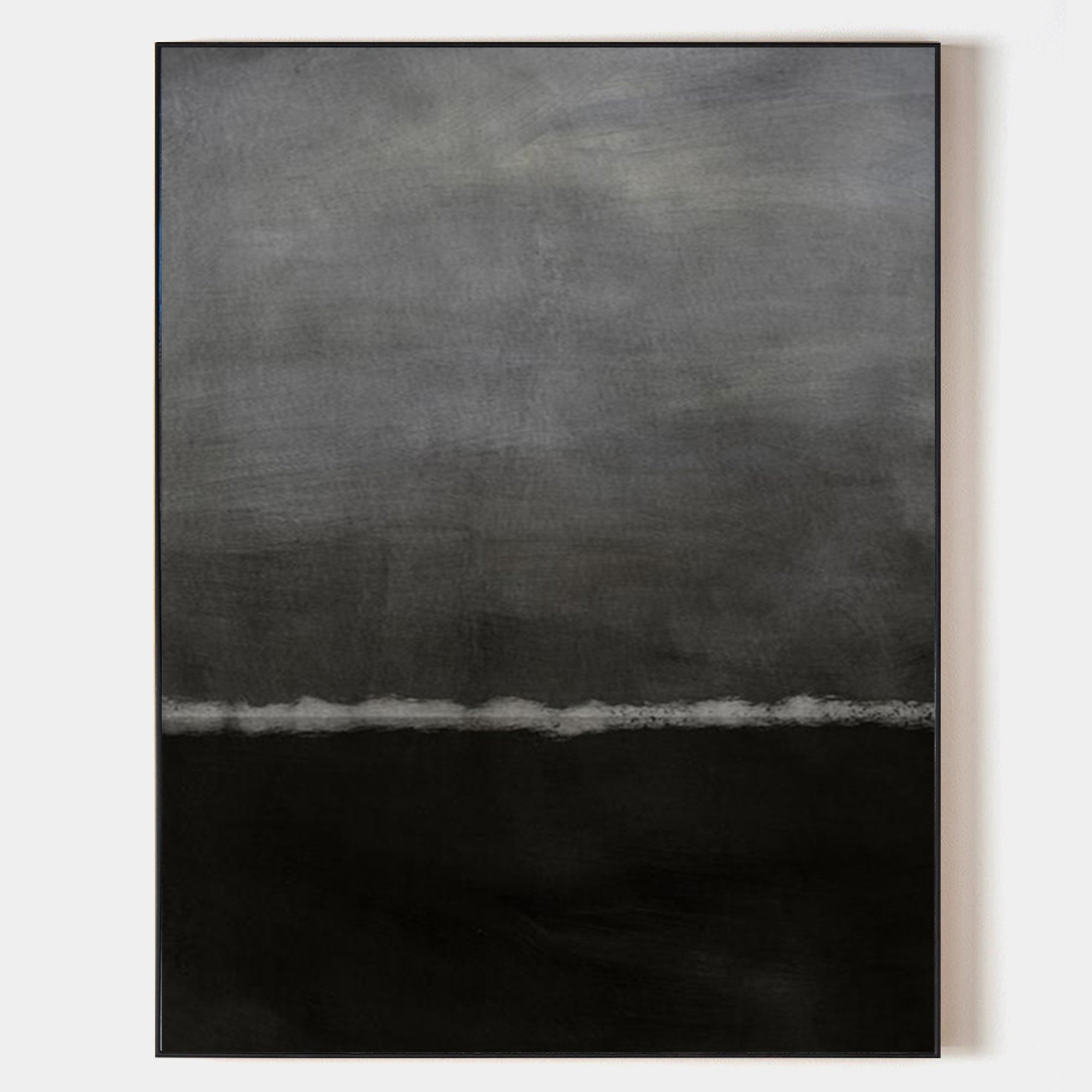 Original hand painted charcoal grey black abstract oil painting canvas wall art, nordic scandinavian minimalist elegant luxury modern h