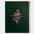 Original hand painted gold black abstract oil painting on emerald green canvas, nordic scandinavian minimalist elegant luxury modern in