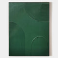 Original hand painted emerald green geometric abstract oil painting canvas wall art, textured concentric arches, nordic scandinavian mi