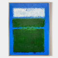 Original hand painted cobalt blue deep green abstract oil painting canvas wall art, nordic scandinavian minimalist elegant luxury moder