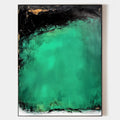 Original hand painted emerald green black gold abstract oil painting canvas wall art, nordic scandinavian elegant luxury modern living
