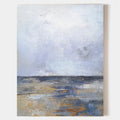 Hand painted original oil painting coastal landscape wall art canvas nordic scandinavian elegant luxury modern home decor blue grey gol