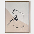 Original hand painted blush ivory abstract figure silhouette oil painting canvas wall art, nordic scandinavian minimalist elegant luxur