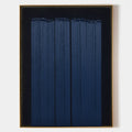 Original hand painted navy blue vertical drip abstract oil painting canvas wall art, nordic scandinavian minimalist elegant luxury mode