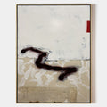 Original hand painted ivory sand burgundy abstract oil painting canvas wall art, nordic scandinavian elegant luxury minimalist modern l