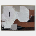 Original hand painted sienna brown white black textured abstract oil painting canvas wall art, nordic scandinavian minimalist elegant l