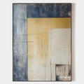 Original hand painted navy ochre ivory geometric abstract oil painting canvas wall art, nordic scandinavian minimalist elegant luxury m
