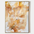Original hand painted warm gold amber ivory abstract oil painting canvas wall art, modern elegant luxury nordic scandinavian home decor