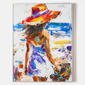 Original hand painted vibrant coastal abstract oil painting canvas wall art, elegant luxury modern beach silhouette home decor interior