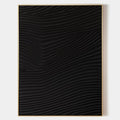 Original hand painted black abstract oil painting canvas, raised organic wave texture, minimalist nordic scandinavian elegant luxury mo
