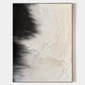Original hand painted black ivory abstract oil painting canvas wall art, nordic scandinavian minimalist elegant luxury modern living ro