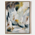 Original hand painted white amber teal abstract oil painting canvas wall art, nordic scandinavian elegant luxury modern living room hom