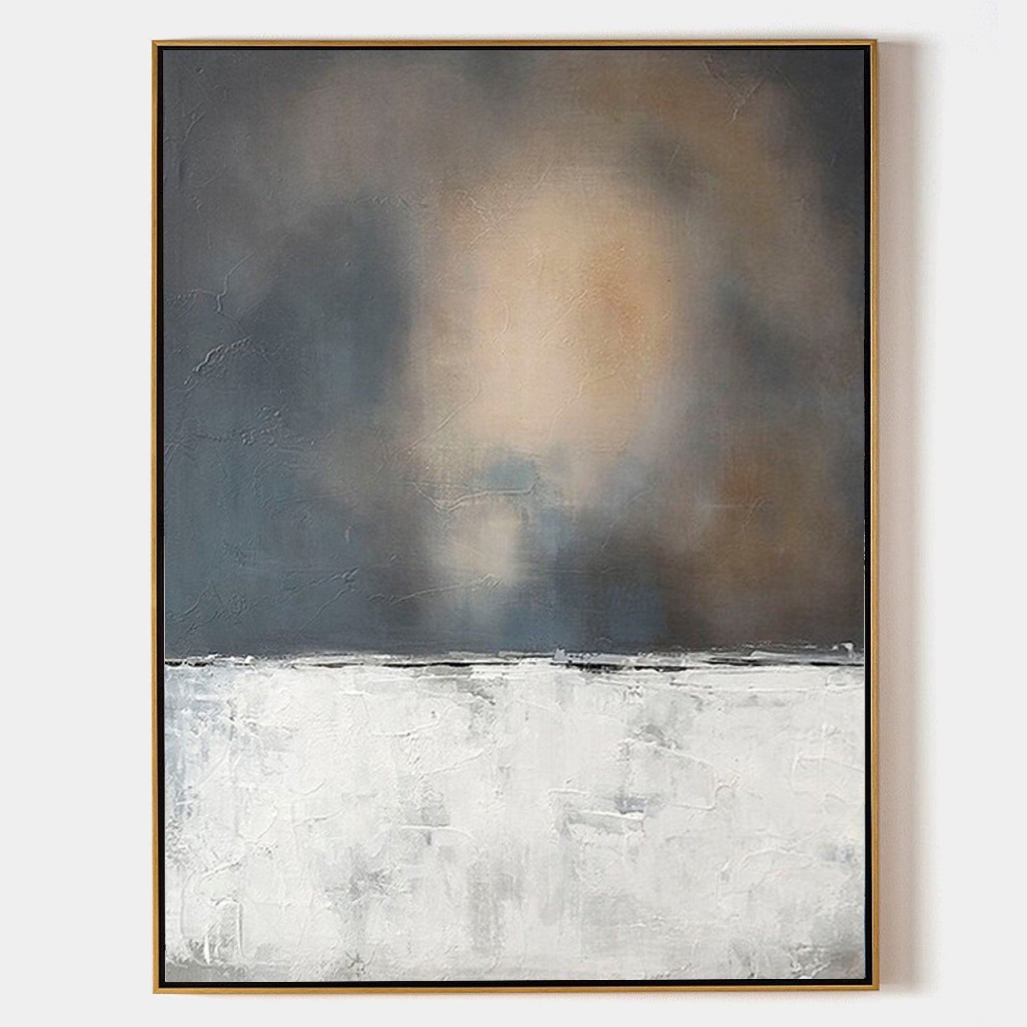 Original hand painted dark blue amber abstract oil painting canvas wall art, nordic scandinavian minimalist elegant luxury modern livin