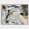 Original hand painted amber ivory teal abstract oil painting canvas wall art, nordic scandinavian elegant luxury modern living room hom