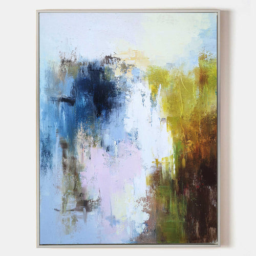 Original hand painted navy blush olive abstract oil painting canvas wall art, nordic scandinavian elegant luxury modern living room hom