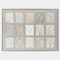 Original hand painted ivory pearl abstract oil painting canvas, 15 textured panel grid, nordic scandinavian minimalist elegant luxury m