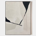 Original hand painted black ivory geometric abstract oil painting canvas wall art, nordic scandinavian minimalist elegant luxury modern