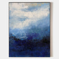 Original hand painted deep navy blue abstract ocean oil painting canvas wall art, coastal elegant luxury modern nordic scandinavian hom