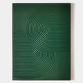 Original hand painted emerald green abstract oil painting canvas, raised concentric arches texture, nordic scandinavian minimalist eleg