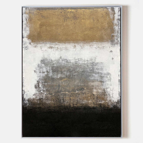 Original hand painted gold black textured abstract oil painting canvas wall art, nordic scandinavian minimalist elegant luxury modern l