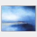 Original hand painted deep navy blue abstract coastal oil painting canvas wall art, nordic scandinavian minimalist elegant luxury moder