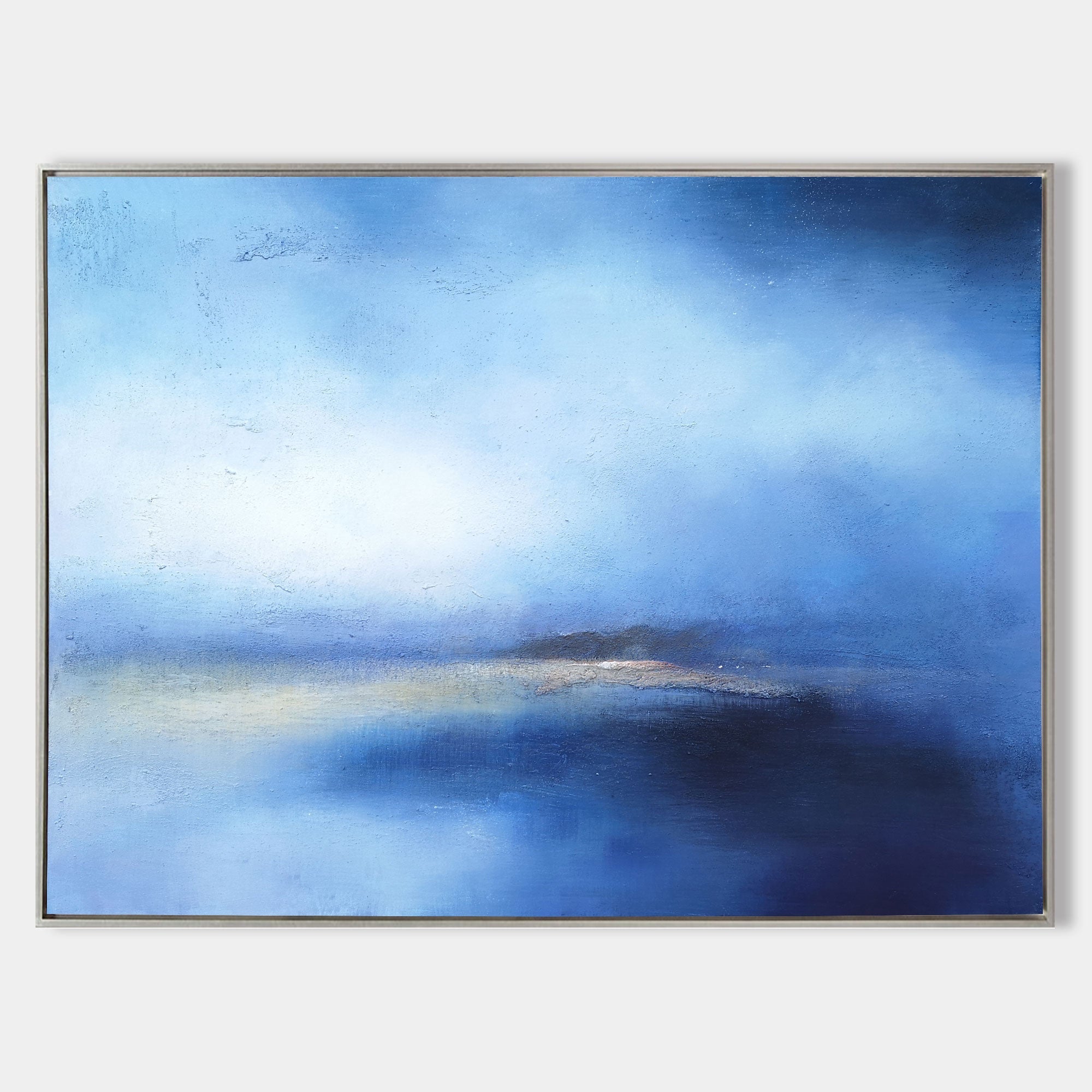 Original hand painted deep navy blue abstract coastal oil painting canvas wall art, nordic scandinavian minimalist elegant luxury moder