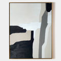 Original hand painted black beige grey abstract oil painting canvas wall art, nordic scandinavian minimalist elegant luxury modern livi