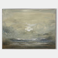 Original hand painted grey-green coastal storm seascape oil painting canvas wall art, nordic scandinavian elegant luxury modern living