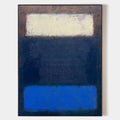 Original hand painted navy cobalt blue ivory abstract oil painting canvas wall art, nordic scandinavian minimalist elegant luxury moder