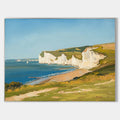 Original hand painted white chalk coastal cliffs oil painting canvas wall art, elegant luxury modern nordic scandinavian living room ho