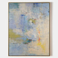 Original hand painted blue lavender cream abstract oil painting canvas wall art, nordic scandinavian elegant luxury modern living room