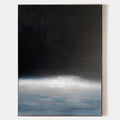 Original hand painted black blue-grey abstract coastal oil painting canvas wall art, nordic scandinavian minimalist elegant luxury mode